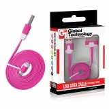 GT USB iPhone 3G/3Gs/4/4s lapos rózsaszín kábel